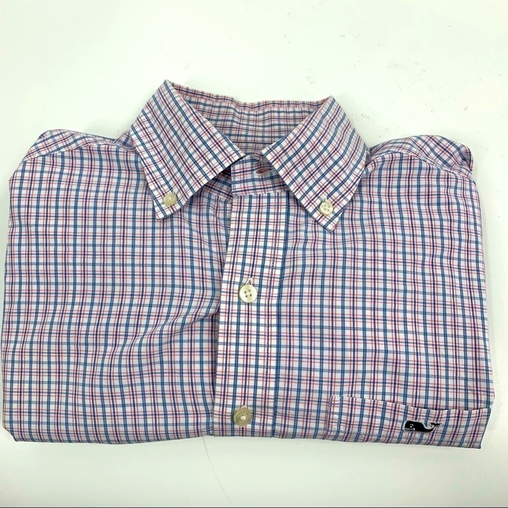 Vineyard Vines Mens Tucker Shirt Small Pink Blue Plaid Long Sleeve Button Down - Picture 4 of 7